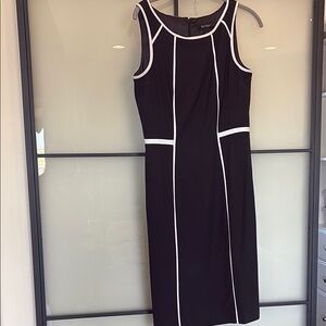 White House Black Market Black and White Sheath Midi Dress